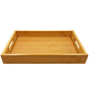 Bandeja Retangular C/ Alça 33x22cm Em Bambu Top Util