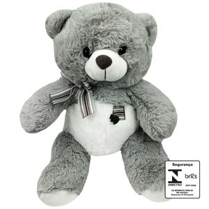 Urso de Pelúcia C/ Laço 37cm em Poliéster Fizzy