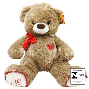 Urso De Pelúcia Eu Te Amo 43cm Em Poliéster Fizzy
