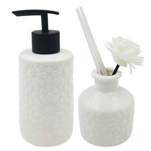 Kit Banheiro Flores 2 Peças em Porcelana Amigold