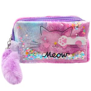 Nécessaire De Pelúcia Gato Meow 17,5x9,5x7cm em Poliéster Interponte
