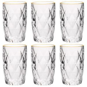 Jogo de Copos Diamond 6 Peças 340ml em Vidro Hauskraft