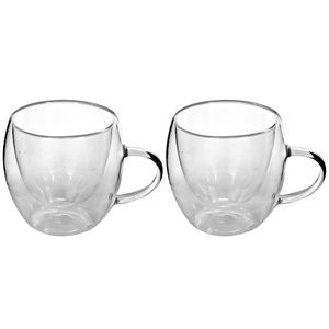 Jogo De Xícaras Parede Dupla 80ml em Vidro Allmix
