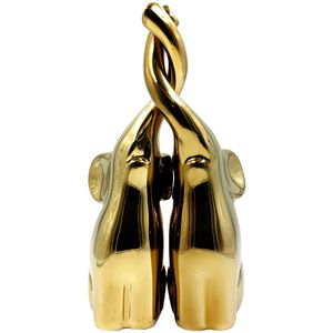 Casal Elefantes Decorativos 2 Peças 25cm em Cerâmica Taimes