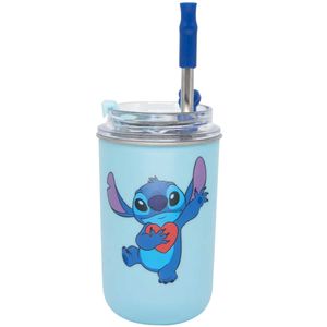 Copo C/ Canudo Stitch Meu Alien Preferido 300ml em Inox Zona Criativa