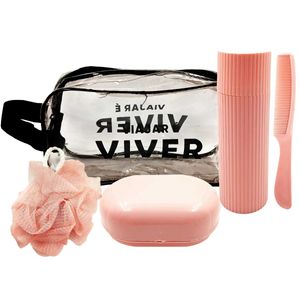 Kit Viagem C/ Nécessaire 5 Peças Em Plástico Amigold