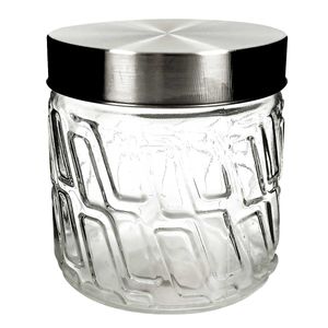 Pote C/ Tampa Inox 12cm Em Vidro Lívon