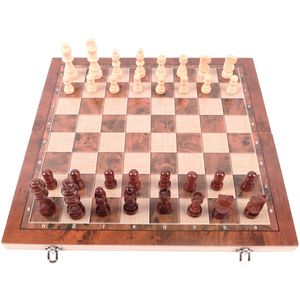 Jogo De Xadrez 3 em 1 24x12x3,5cm em Madeira Rio Master