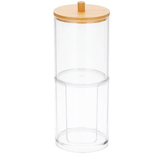 Organizador Duplo C/ Tampa Bambu 17x6,5cm em Plástico Moment
