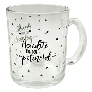 Caneca Coffee Time Frases 320ml Em Vidro Rio de Ouro