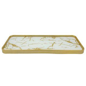 Bandeja Decorativa Marmorizada 30x11cm Em Vidro FWB