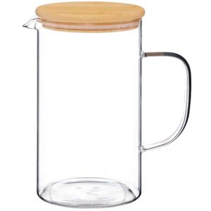 Jarra C/ Tampa Bambu 1000ml Em Vidro Sanxia