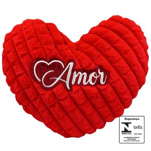 Almofada de Pelúcia Coração 43cm em Poliéster Fizzy