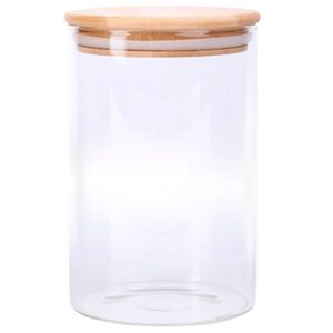 Pote Hermético C/ Tampa Bambu 1000ml Em Vidro Sanxia