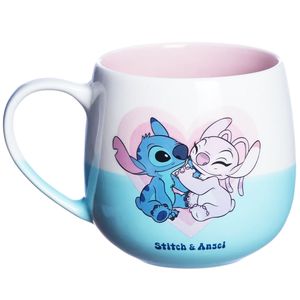 Caneca Stitch Namorados 400ml Em Cerâmica Zona Criativa
