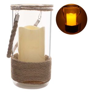 Luminária C/ Vela Led 20,7x11cm em Vidro Brascontinental