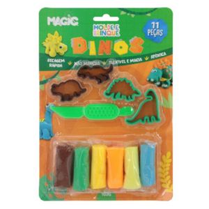 Massa De Modelar Dinossauro 11 Peças Em Plástico Magic Kids