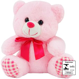 Urso De Pelúcia C/ Laço 20cm em Poliéster Fizzy