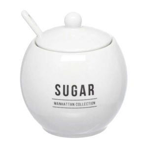 Açucareiro C/ Colher Manhattan 350ml Em Porcelana Hauskraft