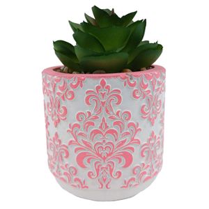 Vaso C/ Planta Artificial 8x8cm Em Cimento Livon
