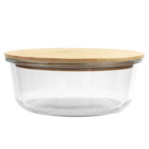 Pote Redondo C/ Tampa Bambu 950ml em Vidro Top Útil