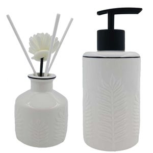 Kit Banheiro Folhas 2 Peças em Porcelana Amigold