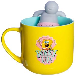 Caneca C/ Infusor Bob Esponja 350ml em Porcelana Zona Criativa