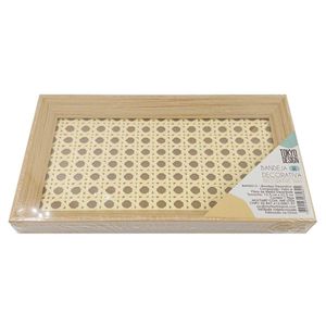 Bandeja Trançada Decorativa 22x12,5cm em Madeira Tokyo Design