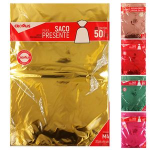Saco P/ Presente Metalizada 30x44cm em Plástico Cromus