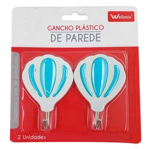Gancho de Parede Balão 2 Peças 8cm em Plástico Wellmix