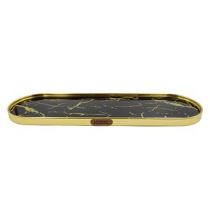 Bandeja Oval Marmorizada 30x10cm em Vidro Yins