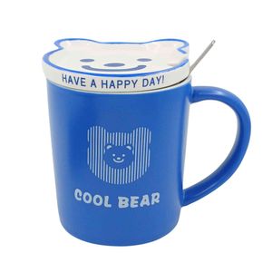Caneca Urso C/ Tampa + Colher 380ml  em Cerâmica Lila Cosméticos
