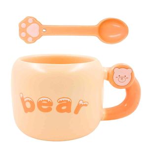 Caneca Bear C/ Colher 400ml em Cerâmica Lila Cosméticos