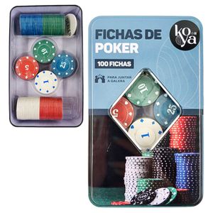 Jogo de Poker C/ 100 Fichas em Plástico Koya