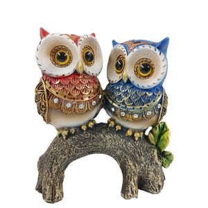 Corujas Árvore Decorativa 13x14,5cm em Resina Youbai