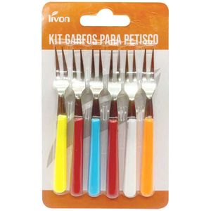 Kit Garfos P/ Petisco 6 Peças em Metal Livon