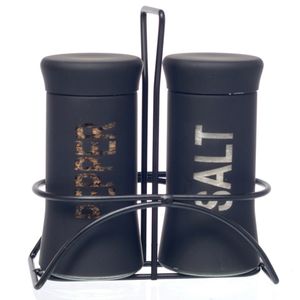 Kit Saleiro E Pimenteiro C/ Suporte Nero Em Vidro Hauskraft