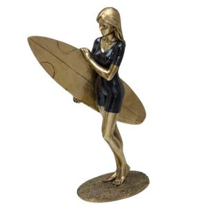 Mulher Surfista Decorativa 24cm em Resina Mabruk