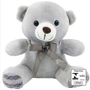 Urso de Pelúcia C/ Laço 20cm em Poliéster Fizzy