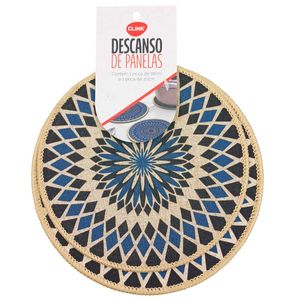 Descanso de Panelas Estampado 2 Peças em Linho/Borracha Clink