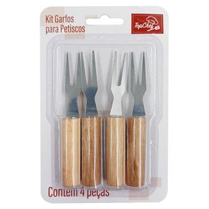 Kit Garfos P/ Petiscos 4 Peças 11cm em Metal Top Rio