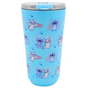 Copo C/ Tampa Stitch Namorados 500ml em Aço Inox Zona Criativa