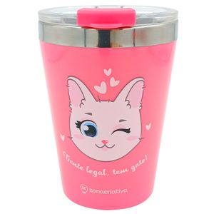 Copo C/ Tampa I Love Cats 300ml em Aço Inox Zona Criativa
