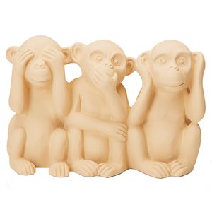 Macacos Decorativo 12x17x7cm em Cimento Off White Mart/Moas
