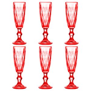 Jogo de Taças P/ Champanhe Diamond 6 Peças 170ml em Vidro Kehome