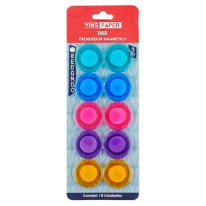 Kit Imã Redondo 10 Peças 3cm em Plástico Yins