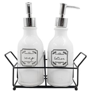 Kit Banheiro C/ Suporte Metal 2 Peças em Cerâmica Dolce Home