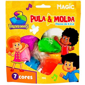 Massinha Pula e Molda 3 Palavrinhas 7 Cores em Plástico Magic Kids