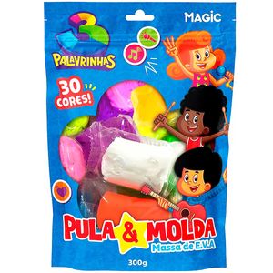 Massinha Pula e Molda 3 Palavrinhas 30 Cores em Plástico Magic Kids