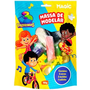 Massa de Modelar 3 Palavrinhas C/ Molde 10 Peças em Plástico Magic Kids